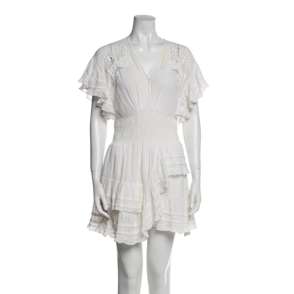 IRO Women’s Smocked Waist Mini Dress EU 38 (US 4/6) White Cotton embroidered